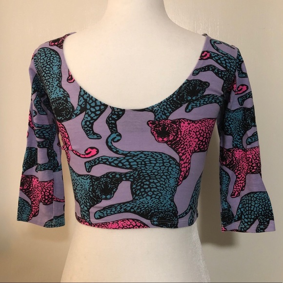 Nasty Gal Neon Leopard Print Crop Top - Picture 5 of 7